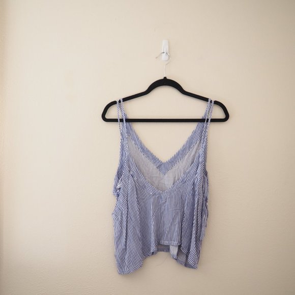 !! Lulus Adrift Blue White Stripe Tank Top sz xs - Picture 7 of 7